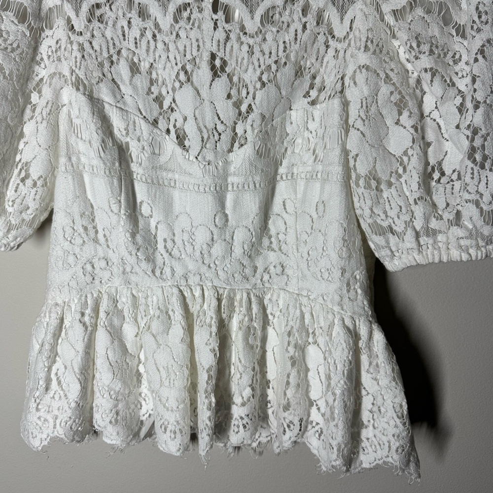 SAYLOR FERA White Women’s Lace Peplum Top Sz. S - Picture 6 of 12